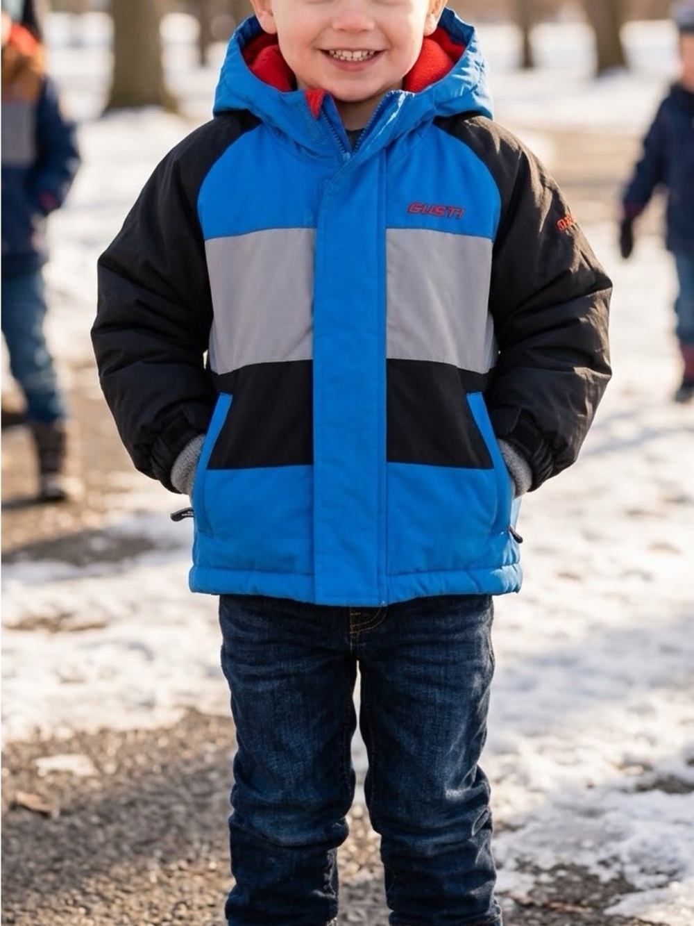 3 Year Old Blue & Black Kids Winter Jacket